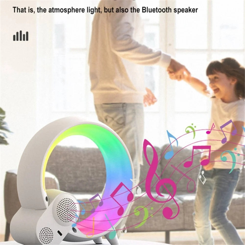RGBW Atmosphere Light APP Remote Control Bluetooth-compatible Speaker Digital Alarm Clock White Noise Music Player - White - 4