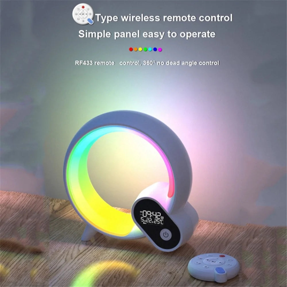 RGBW Atmosphere Light APP Remote Control Bluetooth-compatible Speaker Digital Alarm Clock White Noise Music Player - White - 7