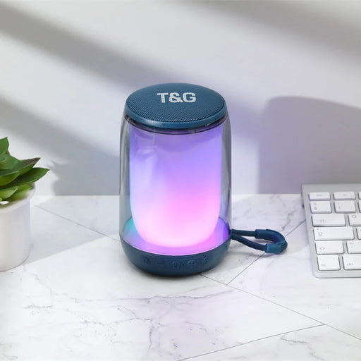 T&G TG346 Bluetooth-compatible Speaker FM Radio Colorful Light Desktop Subwoofer Support Hands-free Call - Blue - 2