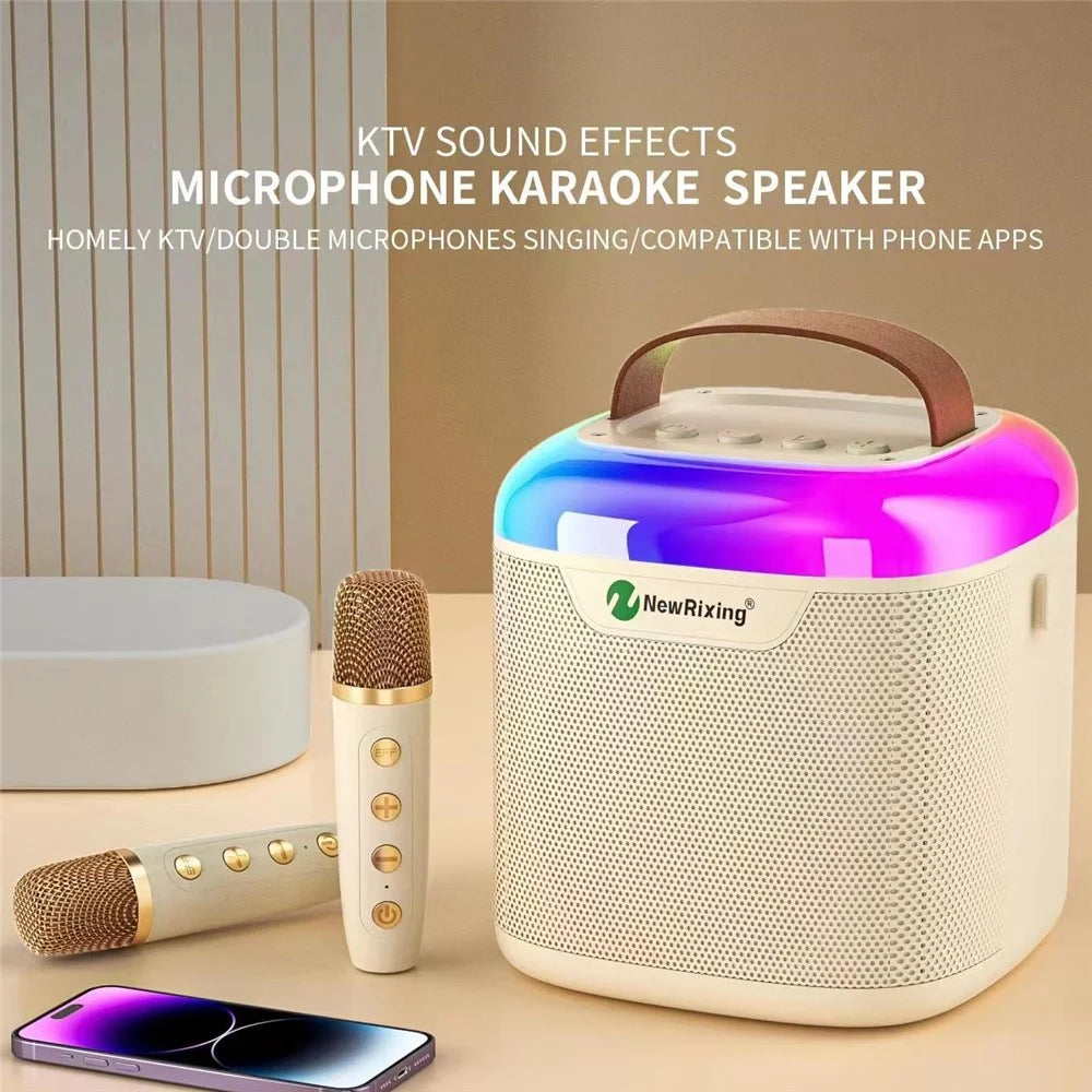 NEWRIXING NR8805 Wireless Bluetooth-compatible Speaker with Dual TWS Handheld Noise Reduction Microphone - Beige - 2