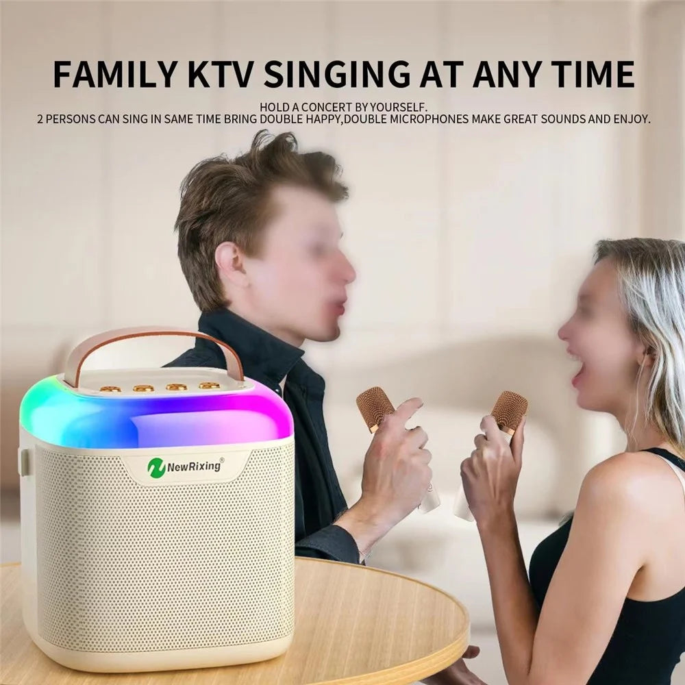 NEWRIXING NR8805 Wireless Bluetooth-compatible Speaker with Dual TWS Handheld Noise Reduction Microphone - Beige - 3