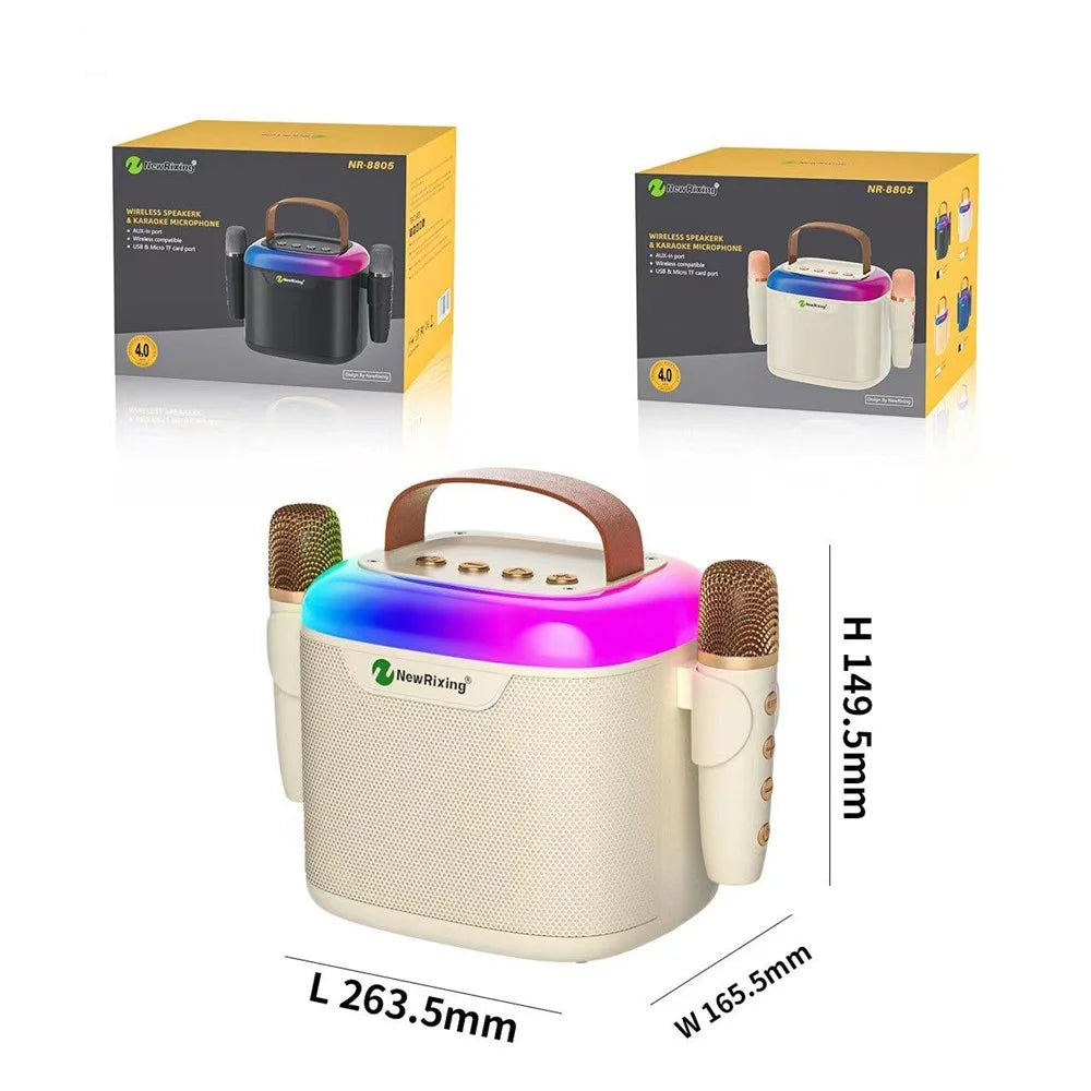 NEWRIXING NR8805 Wireless Bluetooth-compatible Speaker with Dual TWS Handheld Noise Reduction Microphone - Beige - 4
