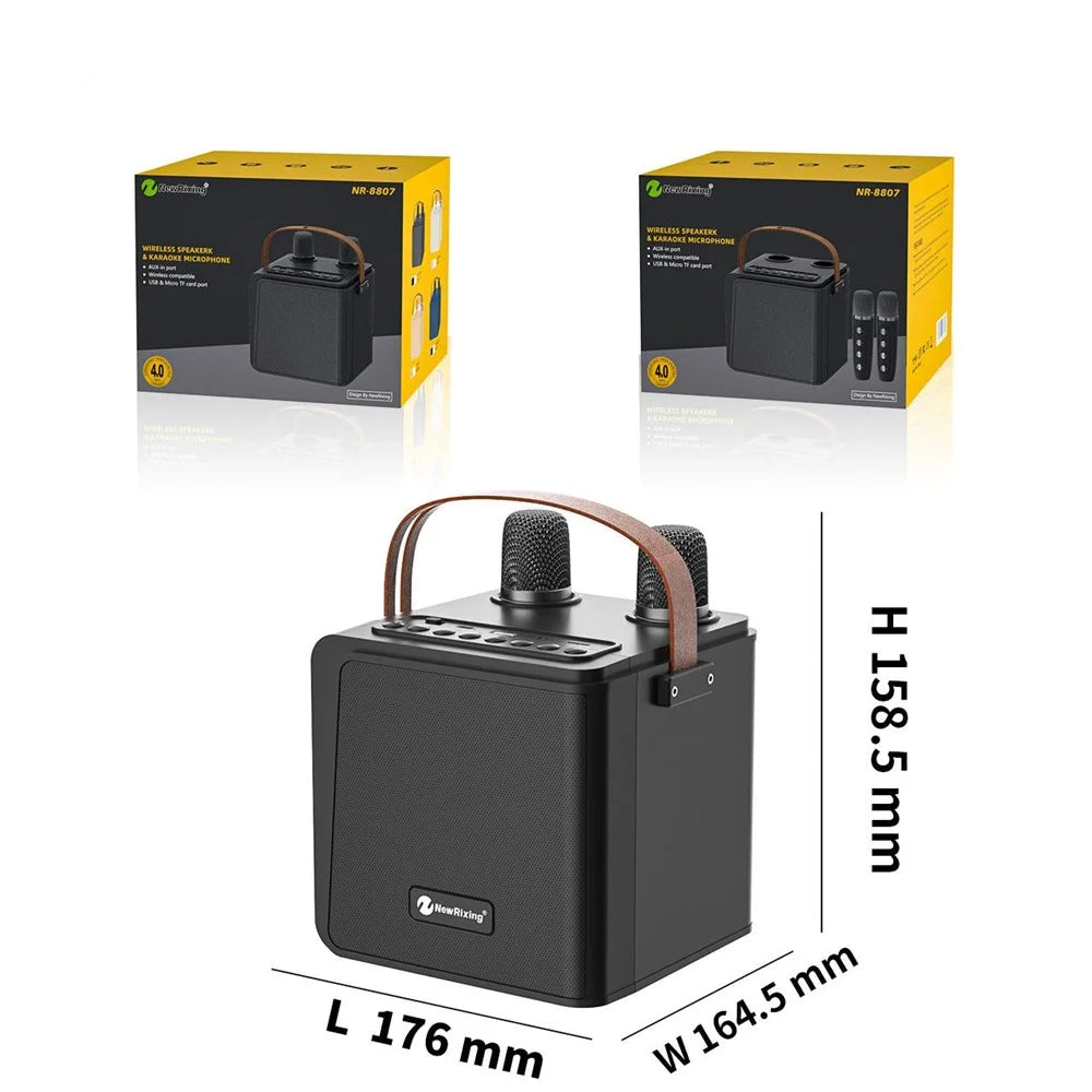 NEWRIXING NR8807 Bluetooth-compatible Speaker Wireless Music Player with Dual TWS Handheld Noise Reduction Microphone - Black - 4