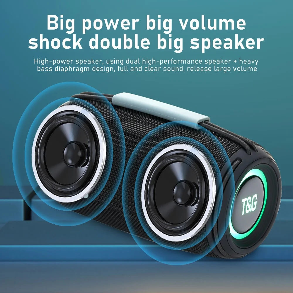 T&G TG657 Portable Wireless 3D Stereo Subwoofer Bluetooth-compatible Speaker Support FM / TF Card / USB / LED Atmosphere Light - Grey - 4