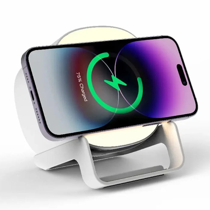 L28 4-in-1 15W Wireless Charger Bluetooth-compatible Speaker Phone Holder Stand with Night Light - White - 2