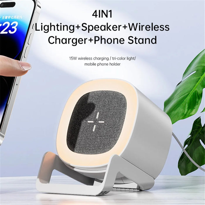 L28 4-in-1 15W Wireless Charger Bluetooth-compatible Speaker Phone Holder Stand with Night Light - White - 4