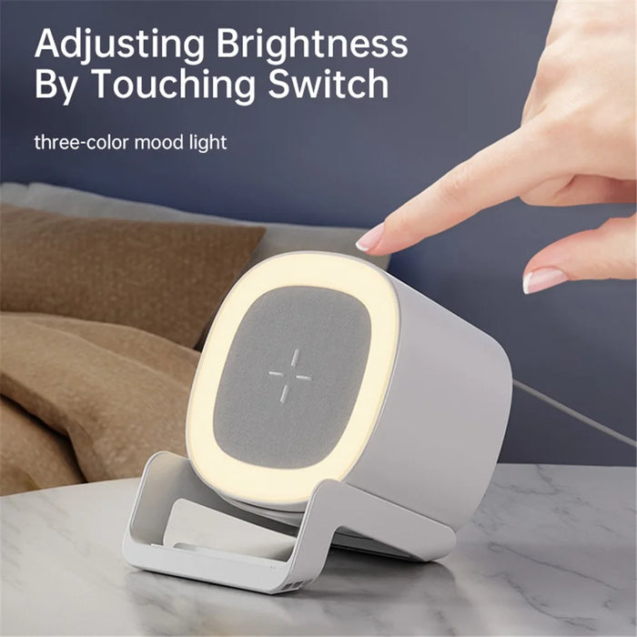 L28 4-in-1 15W Wireless Charger Bluetooth-compatible Speaker Phone Holder Stand with Night Light - White - 7