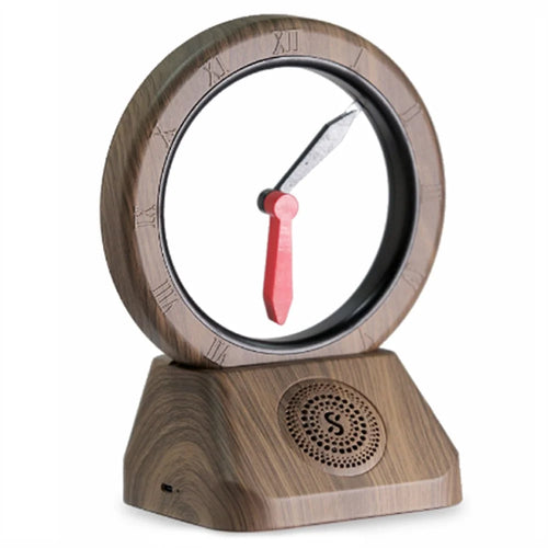 TK11 Retro Bluetooth-compatible Speaker FM Radio Spatiotemporal Gate Suspended Clockwise Reverse Clock (without Battery) - Walnut Color - 1