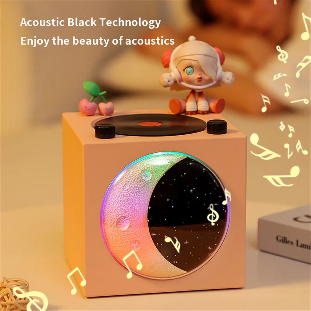 T20 Half Moon Black Gel Atomic Record Player Retro Bluetooth-compatible Speaker Desktop Subwoofer - Pink - 2