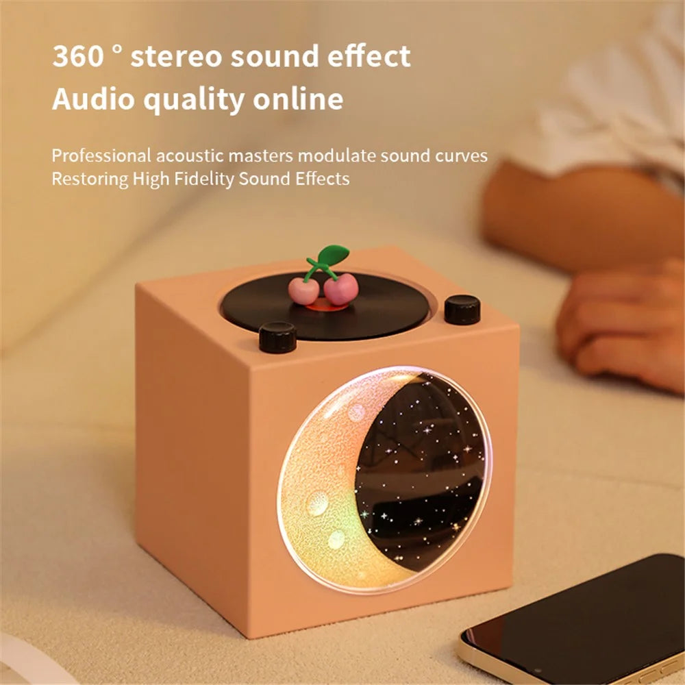 T20 Half Moon Black Gel Atomic Record Player Retro Bluetooth-compatible Speaker Desktop Subwoofer - Pink - 3