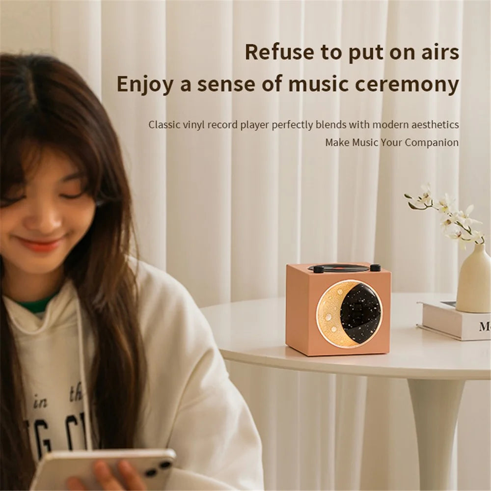 T20 Half Moon Black Gel Atomic Record Player Retro Bluetooth-compatible Speaker Desktop Subwoofer - Pink - 4