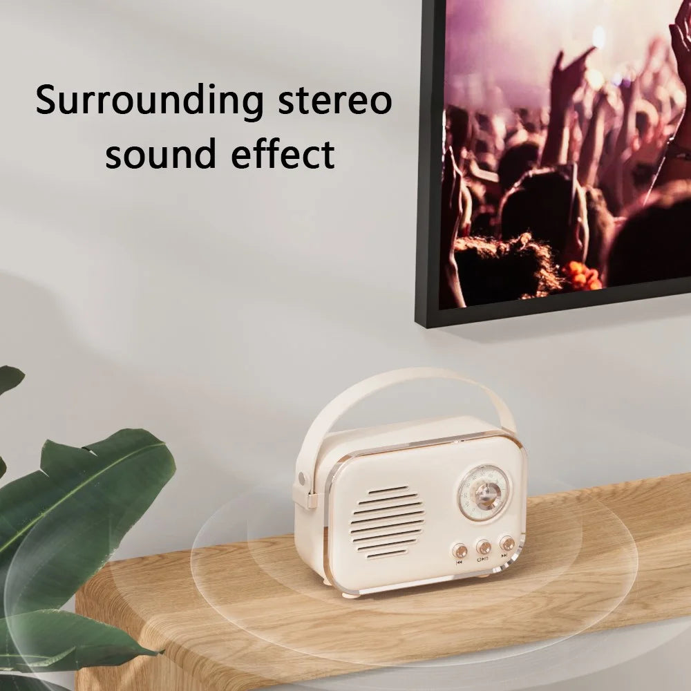 P33 Portable Retro Bluetooth-compatible Speaker Outdoor Home Mini Wireless Music Subwoofer FM Radio - Beige - 2
