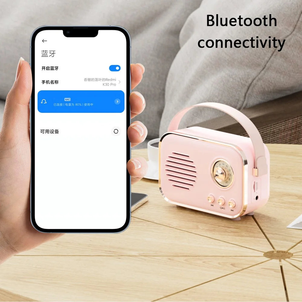 P33 Portable Retro Bluetooth-compatible Speaker Outdoor Home Mini Wireless Music Subwoofer FM Radio - Beige - 3