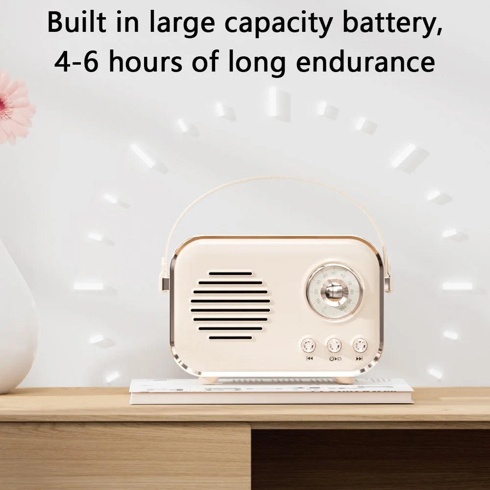 P33 Portable Retro Bluetooth-compatible Speaker Outdoor Home Mini Wireless Music Subwoofer FM Radio - Beige - 4
