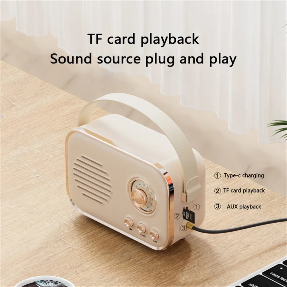 P33 Portable Retro Bluetooth-compatible Speaker Outdoor Home Mini Wireless Music Subwoofer FM Radio - Beige - 5