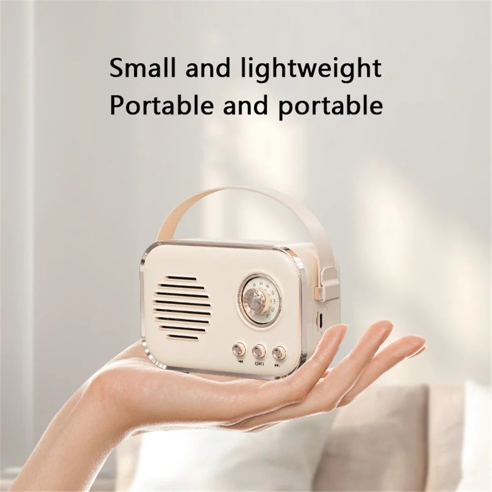 P33 Portable Retro Bluetooth-compatible Speaker Outdoor Home Mini Wireless Music Subwoofer FM Radio - Beige - 6