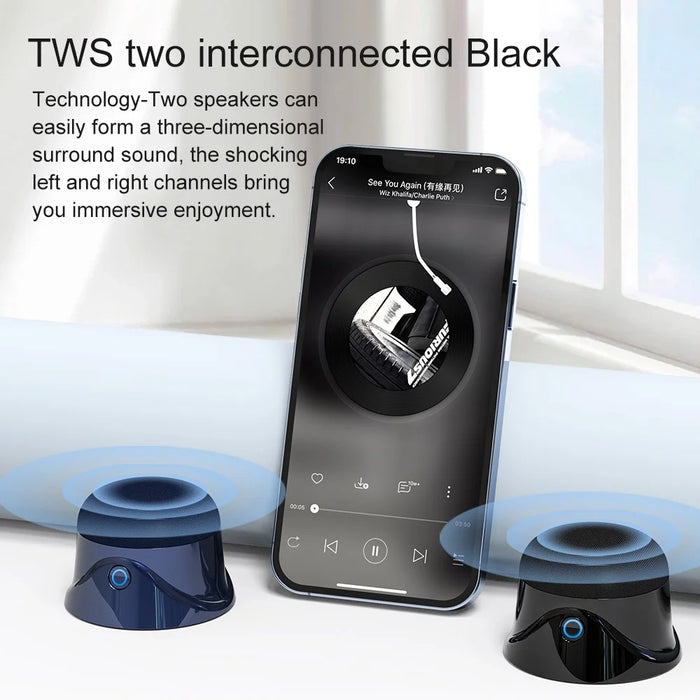 CQ-01 Wireless Bluetooth-compatible TWS Speaker Stereo Sound Magnetic Mini Subwoofer - Black - 4