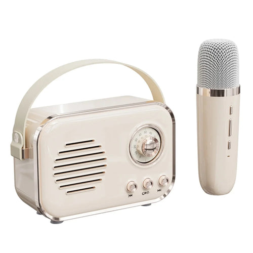 P33 Plus FM Radio Bluetooth-compatible Speaker with Wireless Microphone Home Karaoke Machine - White - 1