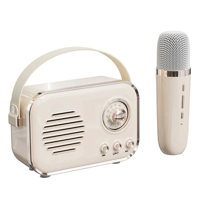 P33 Plus FM Radio Bluetooth-compatible Speaker with Wireless Microphone Home Karaoke Machine - White - 1
