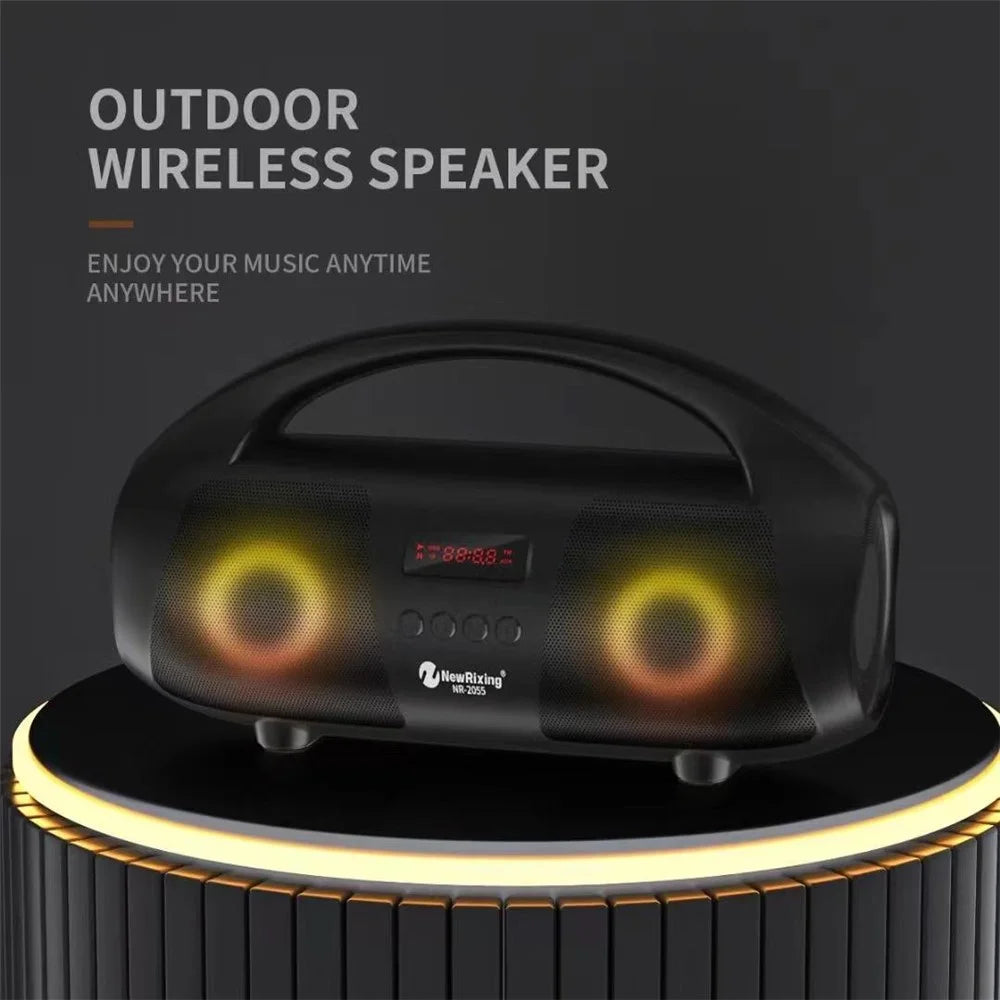 NEWRIXING NR2055 Portable TWS Bluetooth-compatible Speaker FM Radio Wireless Stereo Subwoofer with Microphone - Red - 3
