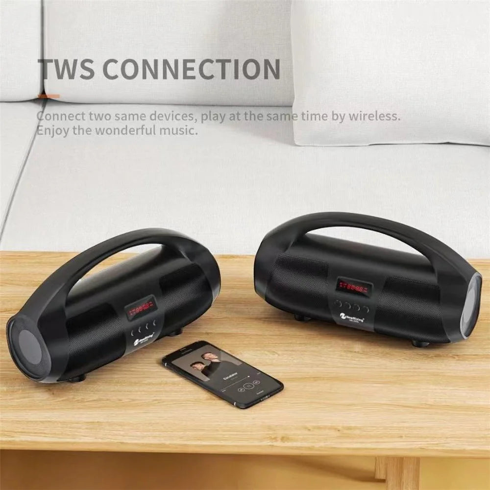 NEWRIXING NR2055 Portable TWS Bluetooth-compatible Speaker FM Radio Wireless Stereo Subwoofer with Microphone - Red - 7