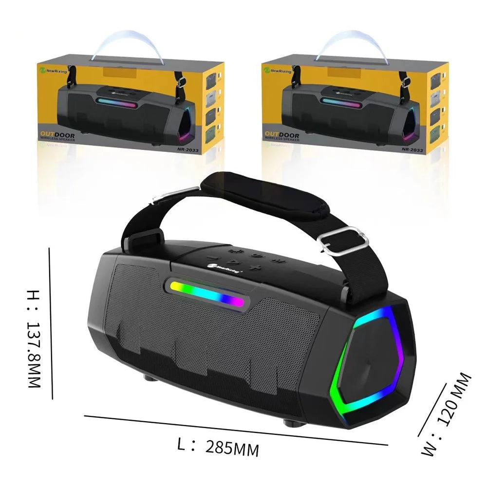 NEWRIXING NR2033 Wireless Bluetooth-compatible TWS Speaker FM Radio 20W Outdoor Portable Subwoofer - Black - 5