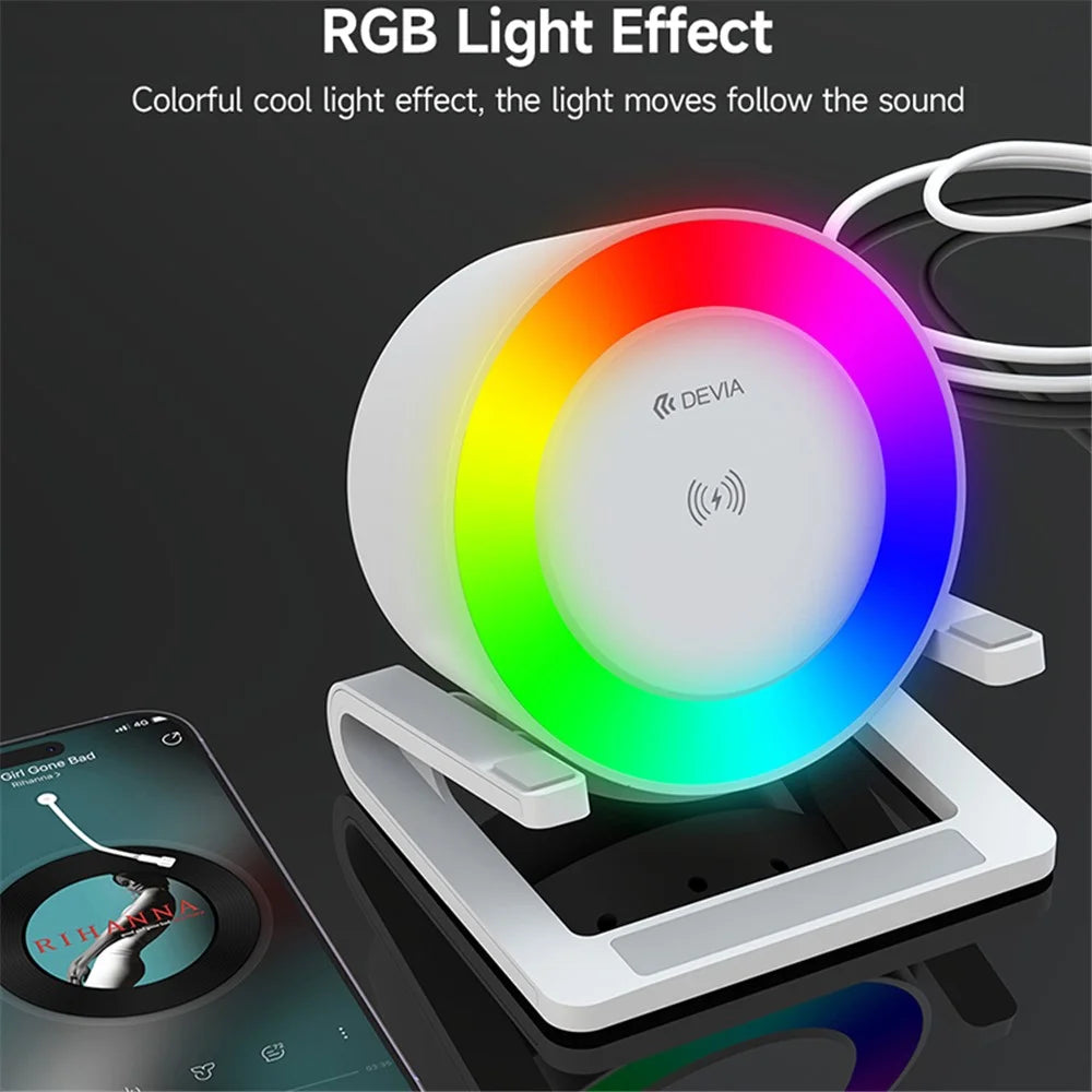 DEVIA Smart Series EM054 15W Wireless Charging Desktop Speaker Night Light Phone Stand Holder (I-M3) - 3