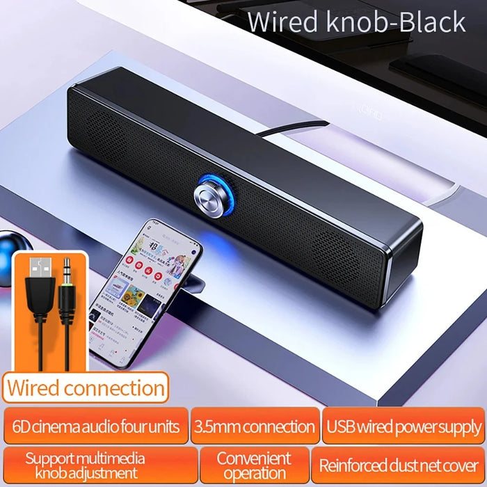 YINDIAO A36 Knob Control ABS Desktop Wired Speaker Soundbar USB HiFi Music Loudspeaker - 2