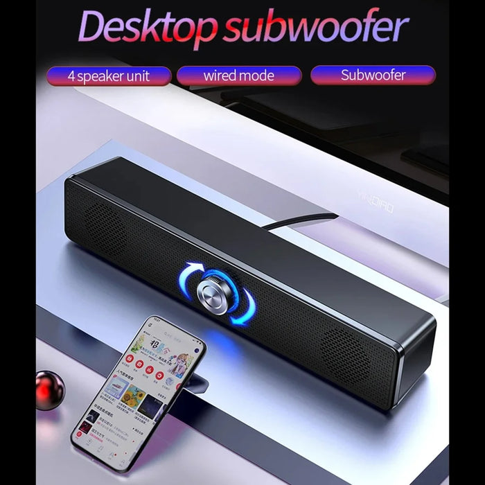 YINDIAO A36 Knob Control ABS Desktop Wired Speaker Soundbar USB HiFi Music Loudspeaker - 4