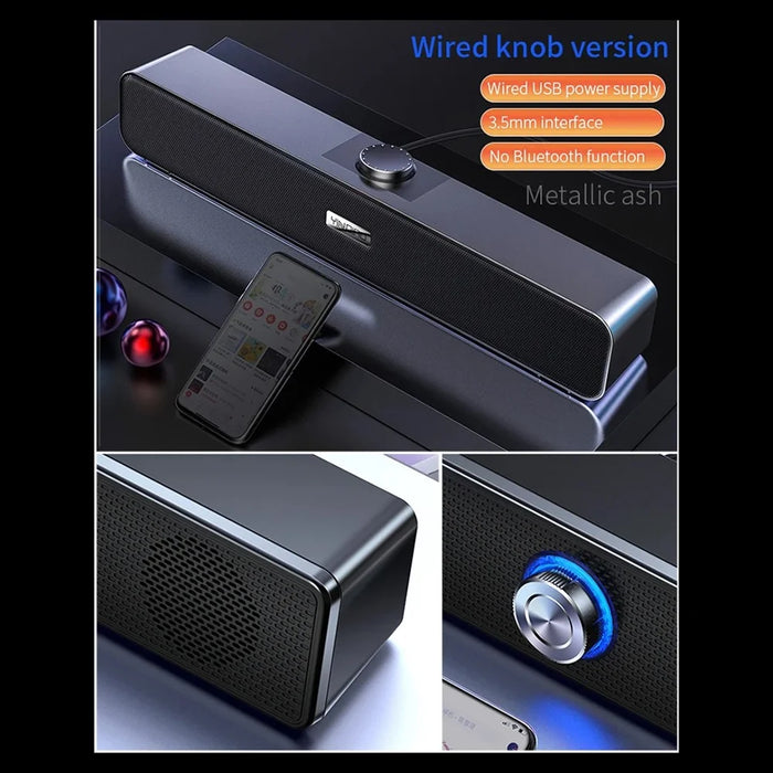 YINDIAO A36 Knob Control ABS Desktop Wired Speaker Soundbar USB HiFi Music Loudspeaker - 5