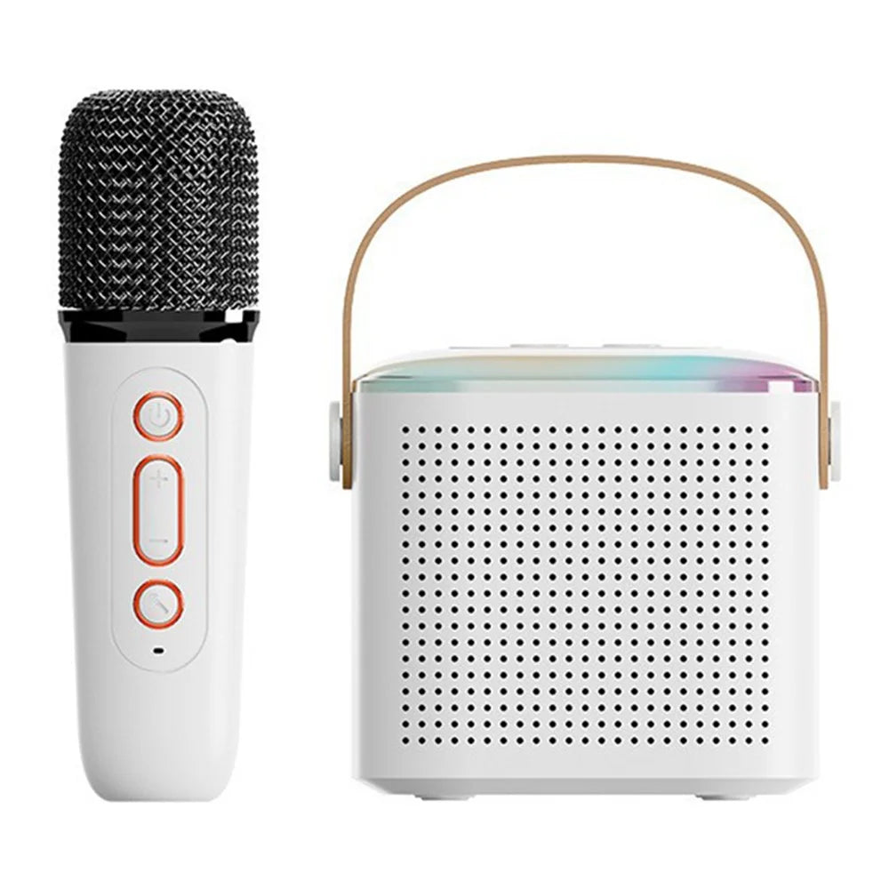 Y1 Mini Portable Bluetooth-compatible Speaker Outdoor Indoor Karaoke Machine with 1 Microphone - White - 1