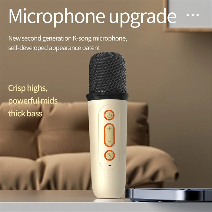 Y1 Home Karaoke Machine Portable Bluetooth-compatible Speaker Supports 3.5mm AUX and TF Card Playback with 2 Microphones - White - 5
