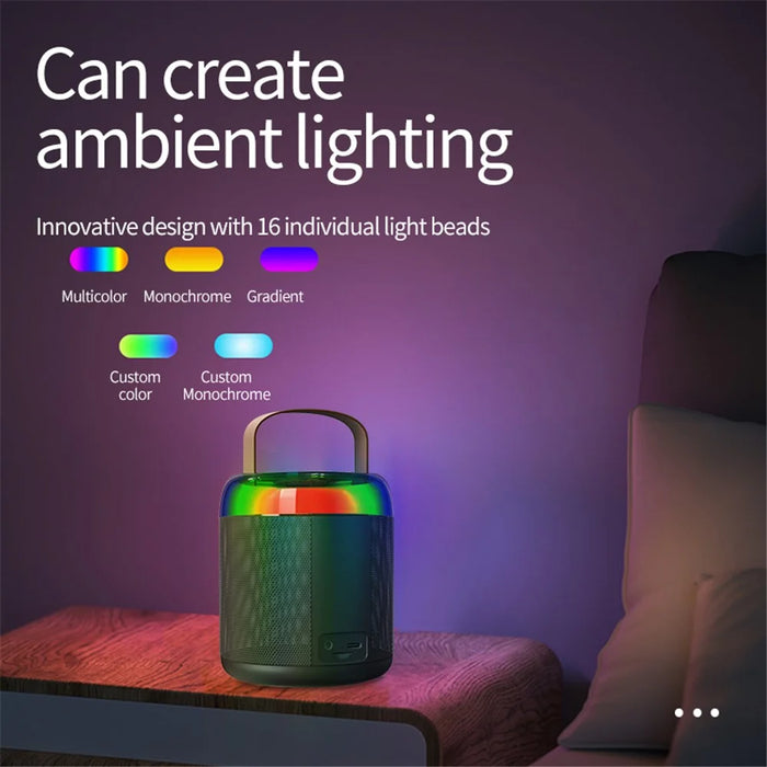 Y2 Colorful Light Mini Karaoke Machine Portable Bluetooth-compatible Speaker with 2 Wireless Microphones - Pink - 6