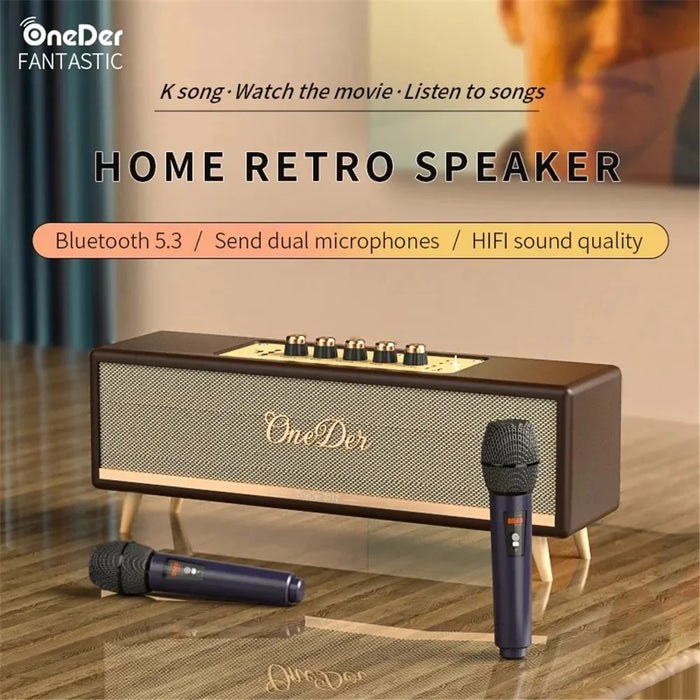 ONEDER D8 Vintage Bluetooth-compatible Speaker with TF / USB / FM, Wood Grain Wireless Speaker - Brown - 3