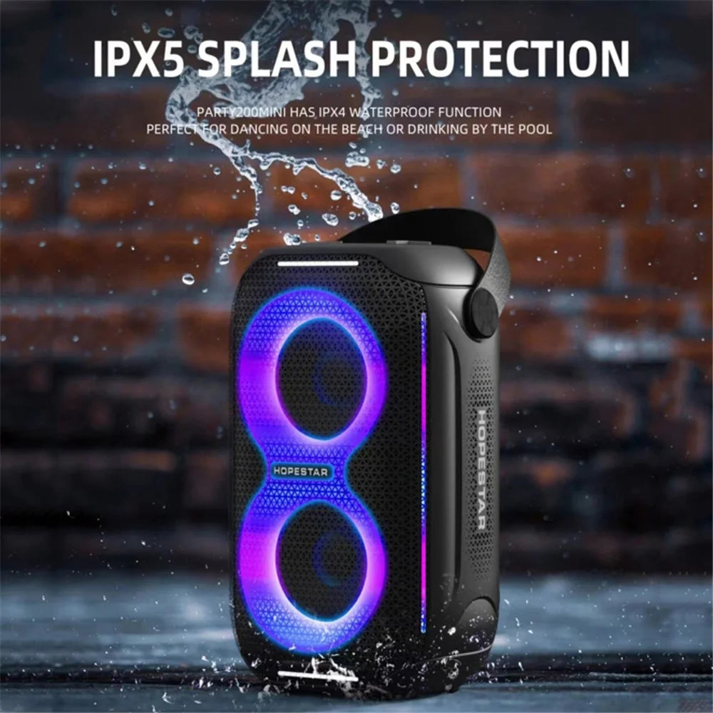 HOPESTAR P200 Mini IPX5 Outdoor TWS Wireless Speaker with Colorful Light - Black - 4