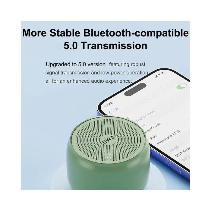 EWA A126 Metal Case Bluetooth-compatible 5.0 Portable Speaker with Bass Radiator - Green - 2