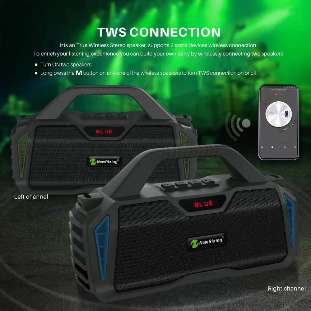 NEWRIXING NR6011 Outdoor Karaoke TWS Bluetooth-compatible Speaker with Shoulder Strap - Black - 3