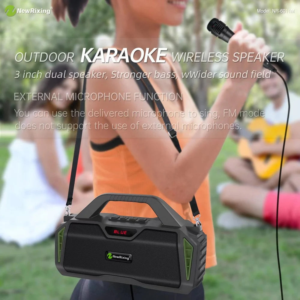NEWRIXING NR6011 Outdoor Karaoke TWS Bluetooth-compatible Speaker with Shoulder Strap - Black - 5