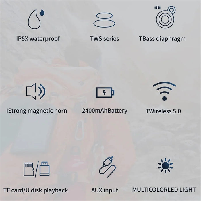 HOPESTAR Partyone Mini Wireless Speaker Waterproof TWS Speaker with Colorful Lights - Black - 7