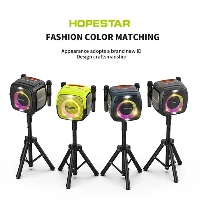 HOPESTAR Party One Bluetooth-compatible Speaker Portable Wireless Karaoke Speaker with 2 Microphones - Black - 2