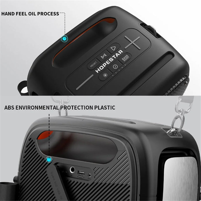 HOPESTAR Party One Bluetooth-compatible Speaker Portable Wireless Karaoke Speaker with 2 Microphones - Black - 6