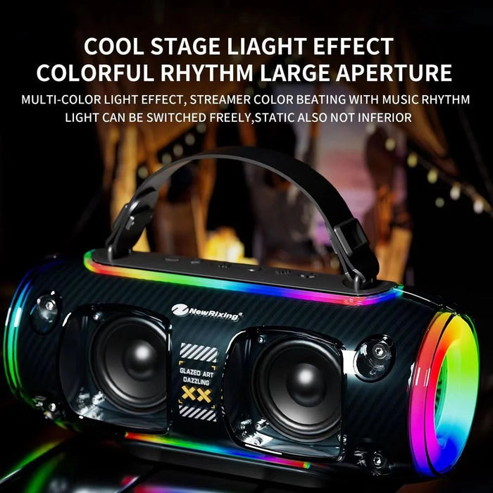 NR8806 Outdoor Bluetooth-compatible Speaker RGB Light Karaoke Soundbox with 2 Microphone - Blue - 2