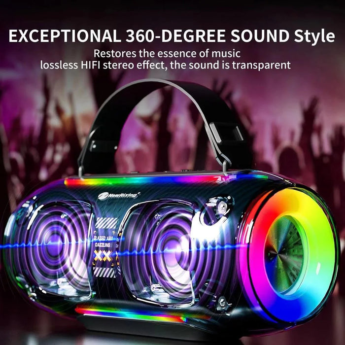 NR8806 Outdoor Bluetooth-compatible Speaker RGB Light Karaoke Soundbox with 2 Microphone - Blue - 7