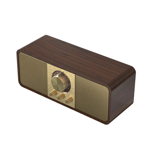 JY82 Wireless Stereo Retro Speaker Portable Bluetooth-compatible Vintage Speaker Support TF / U-Disk / AUX - Walnut Color - 1
