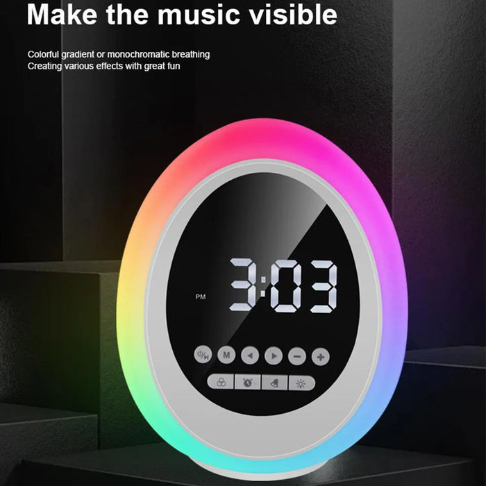 P13 Wake Up Light 1200mAh Digital Alarm Clock Bluetooth-compatible Speaker with FM Radio Colorful Night Light - 7