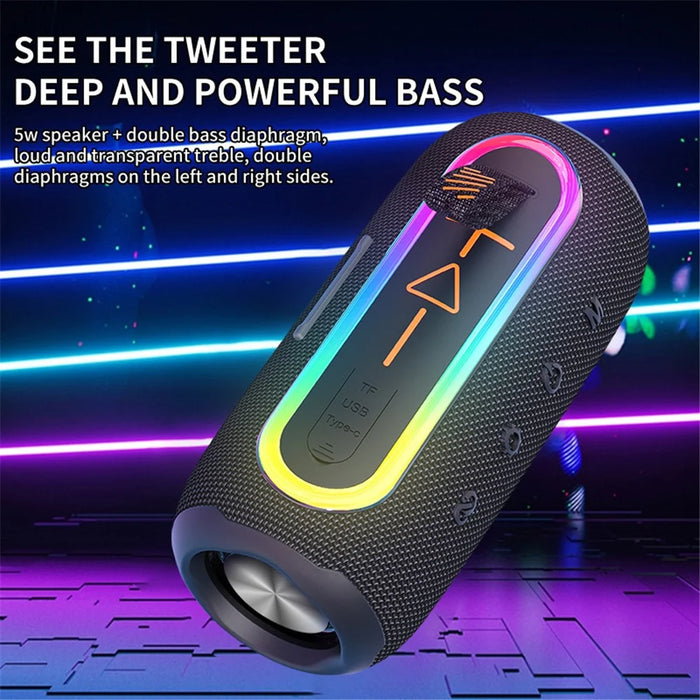 FLIP6MAX Portable Bluetooth-compatible Speaker FM Radio Wireless Music Subwoofer Support TF / U-disk - Black - 6