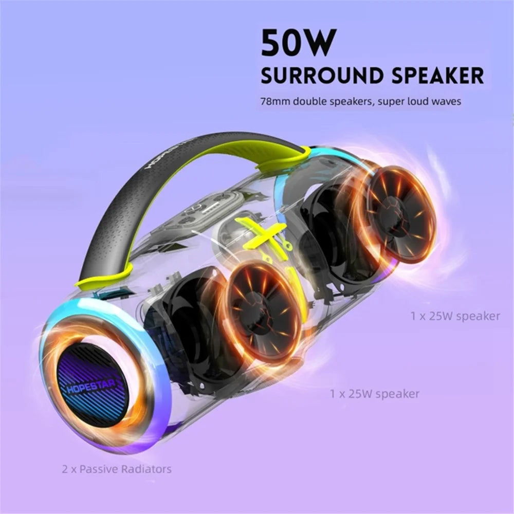 HOPESTAR H68 50W Powerful Outdoor Waterproof Bluetooth-compatible Speaker Sound Subwoofer - Baby Blue - 5