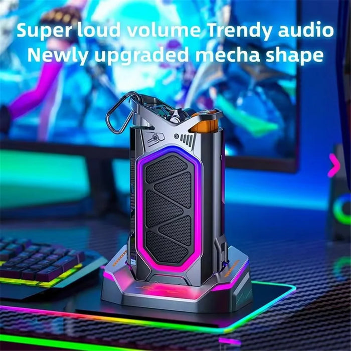 GQ-18 RGB Light Mecha Mechanical Karaoke Wireless Bluetooth-compatible Speaker with 2 Microphone - 2