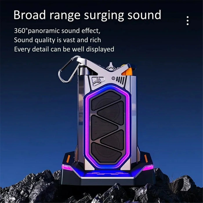 GQ-18 RGB Light Mecha Mechanical Karaoke Wireless Bluetooth-compatible Speaker with 2 Microphone - 3