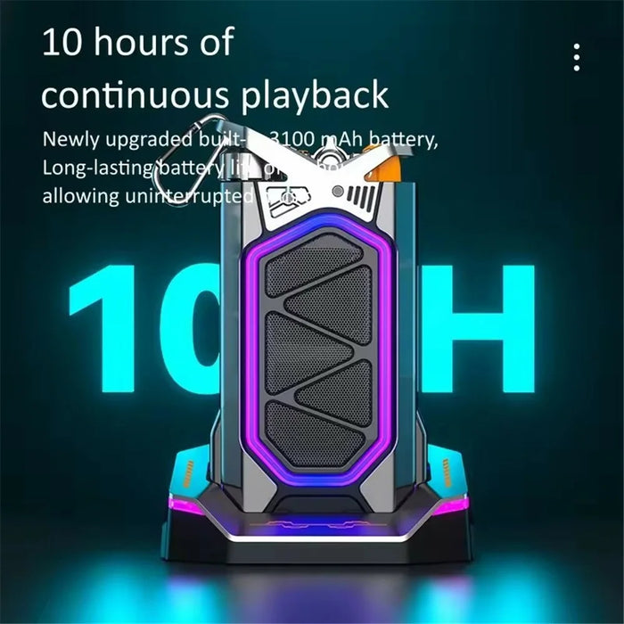 GQ-18 RGB Light Mecha Mechanical Karaoke Wireless Bluetooth-compatible Speaker with 2 Microphone - 4